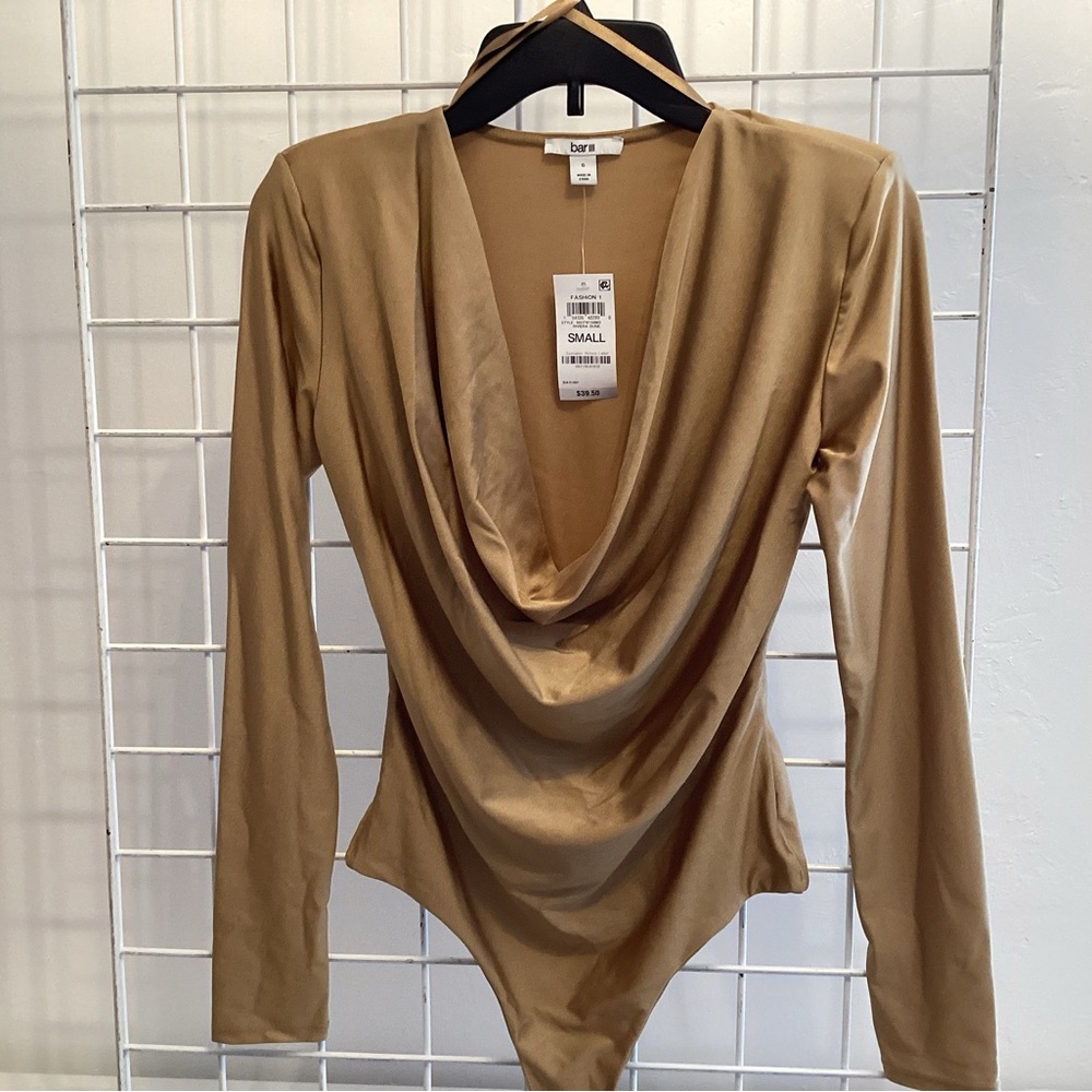 Stretch Satin Bodysuit Gold NWT